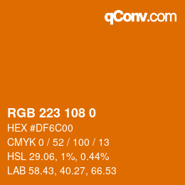 Color code: RGB 223 108 0 | qconv.com