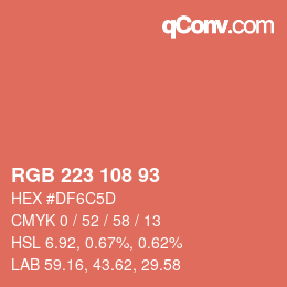 Color code: RGB 223 108 93 | qconv.com