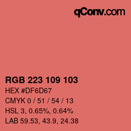 Color code: RGB 223 109 103 | qconv.com