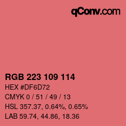 Color code: RGB 223 109 114 | qconv.com