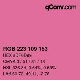 Color code: RGB 223 109 153 | qconv.com