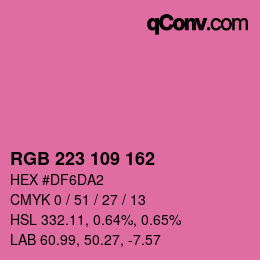 Color code: RGB 223 109 162 | qconv.com
