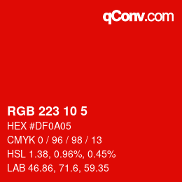 Color code: RGB 223 10 5 | qconv.com