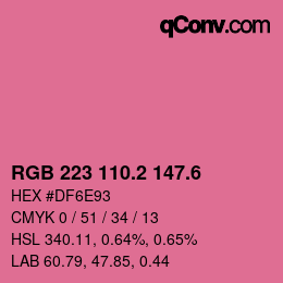 カラーコード: RGB 223 110.2 147.6 | qconv.com