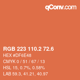 カラーコード: RGB 223 110.2 72.6 | qconv.com