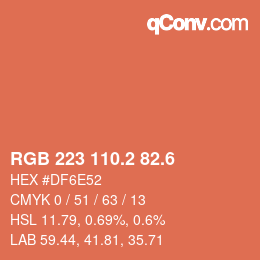 カラーコード: RGB 223 110.2 82.6 | qconv.com
