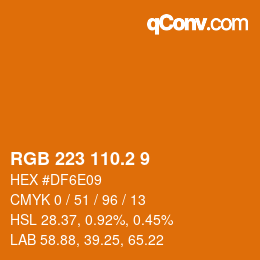 カラーコード: RGB 223 110.2 9 | qconv.com