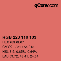 カラーコード: RGB 223 110 103 | qconv.com