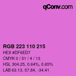 カラーコード: RGB 223 110 215 | qconv.com