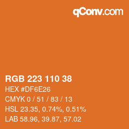 Farbcode: RGB 223 110 38 | qconv.com