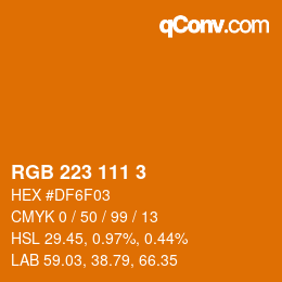 カラーコード: RGB 223 111 3 | qconv.com