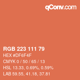 Color code: RGB 223 111 79 | qconv.com