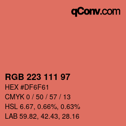 Color code: RGB 223 111 97 | qconv.com