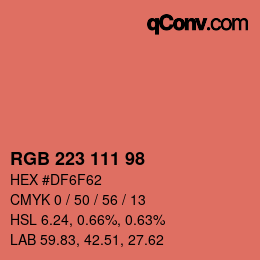 Color code: RGB 223 111 98 | qconv.com