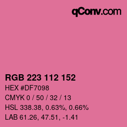 Color code: RGB 223 112 152 | qconv.com