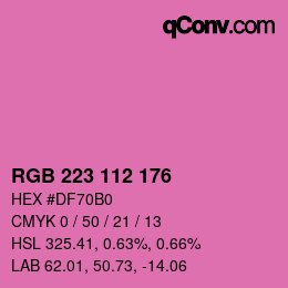 Color code: RGB 223 112 176 | qconv.com