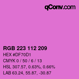 Color code: RGB 223 112 209 | qconv.com