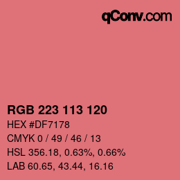 Color code: RGB 223 113 120 | qconv.com