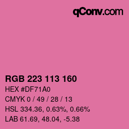Color code: RGB 223 113 160 | qconv.com