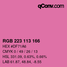 Color code: RGB 223 113 166 | qconv.com