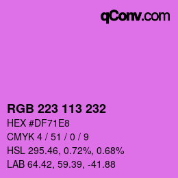 Color code: RGB 223 113 232 | qconv.com