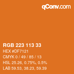 Color code: RGB 223 113 33 | qconv.com