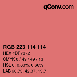 Color code: RGB 223 114 114 | qconv.com