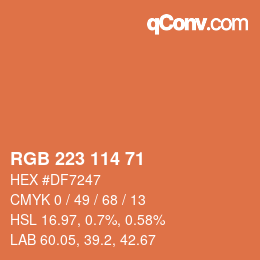 Color code: RGB 223 114 71 | qconv.com
