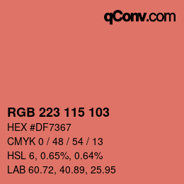 Color code: RGB 223 115 103 | qconv.com