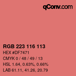 Color code: RGB 223 116 113 | qconv.com