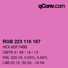 Color code: RGB 223 116 187 | qconv.com