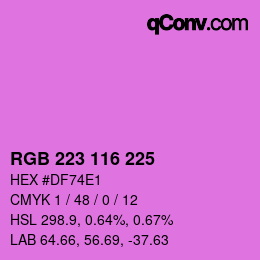 Color code: RGB 223 116 225 | qconv.com