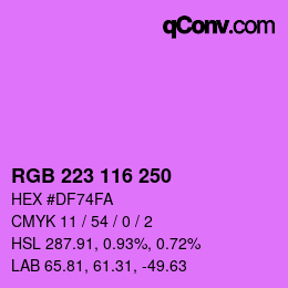Color code: RGB 223 116 250 | qconv.com