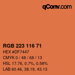 Color code: RGB 223 116 71 | qconv.com