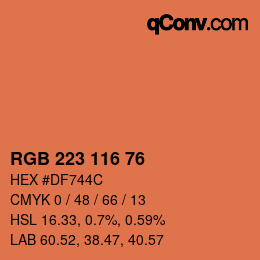 Color code: RGB 223 116 76 | qconv.com