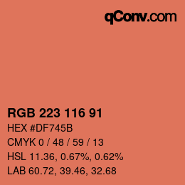 Color code: RGB 223 116 91 | qconv.com