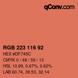 Color code: RGB 223 116 92 | qconv.com