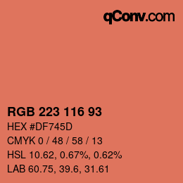 Color code: RGB 223 116 93 | qconv.com