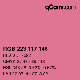 Color code: RGB 223 117 146 | qconv.com