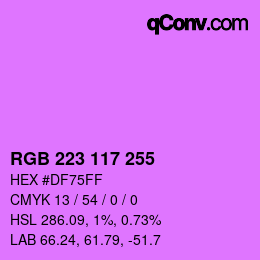 Color code: RGB 223 117 255 | qconv.com