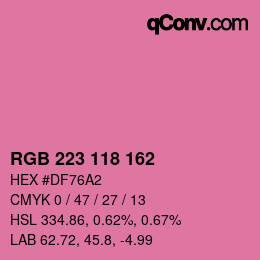 Color code: RGB 223 118 162 | qconv.com