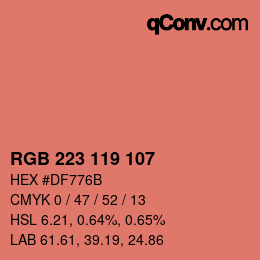 Código de color: RGB 223 119 107 | qconv.com