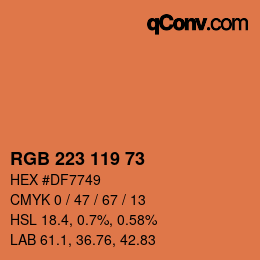颜色代码: RGB 223 119 73 | qconv.com
