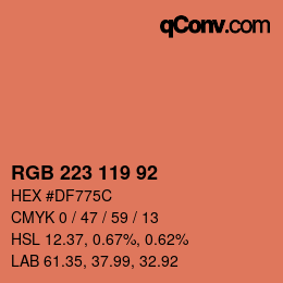 Color code: RGB 223 119 92 | qconv.com