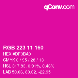 Color code: RGB 223 11 160 | qconv.com