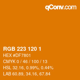 カラーコード: RGB 223 120 1 | qconv.com
