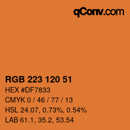 Color code: RGB 223 120 51 | qconv.com
