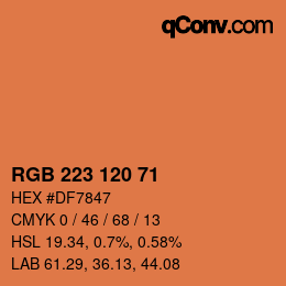 Color code: RGB 223 120 71 | qconv.com