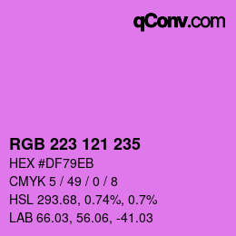 Color code: RGB 223 121 235 | qconv.com