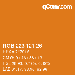 Color code: RGB 223 121 26 | qconv.com